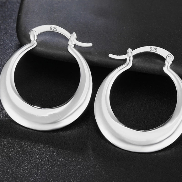 S925 Sterling Silver 30MM Round Hoop Earrings - Picture 4 of 6
